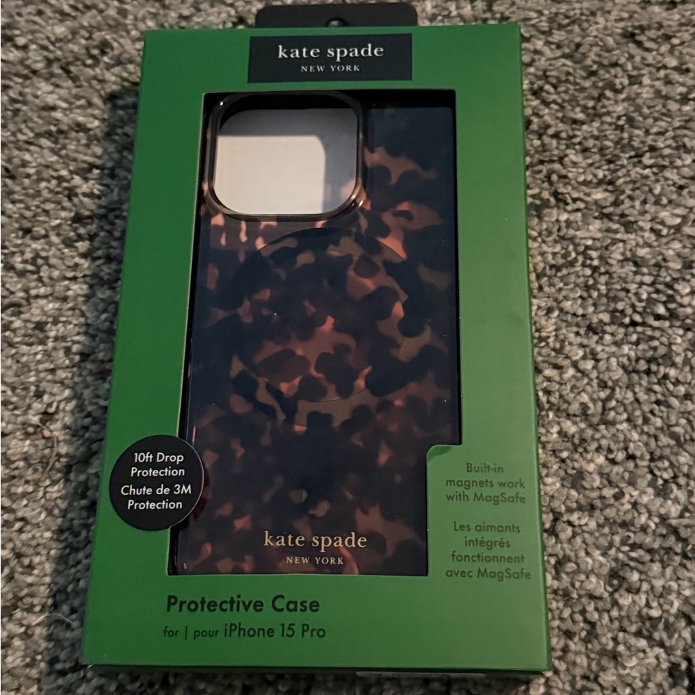Kate Spade Tortoise Shell iPhone 15 Pro Case, New
